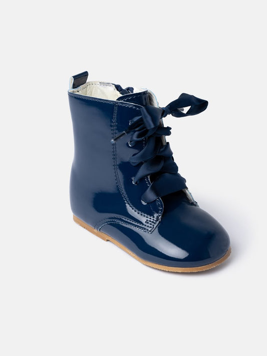 Girls Navy Spanish Leather Boots