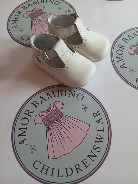 Baby Boys Cream T-bar Shoes (In Stock)