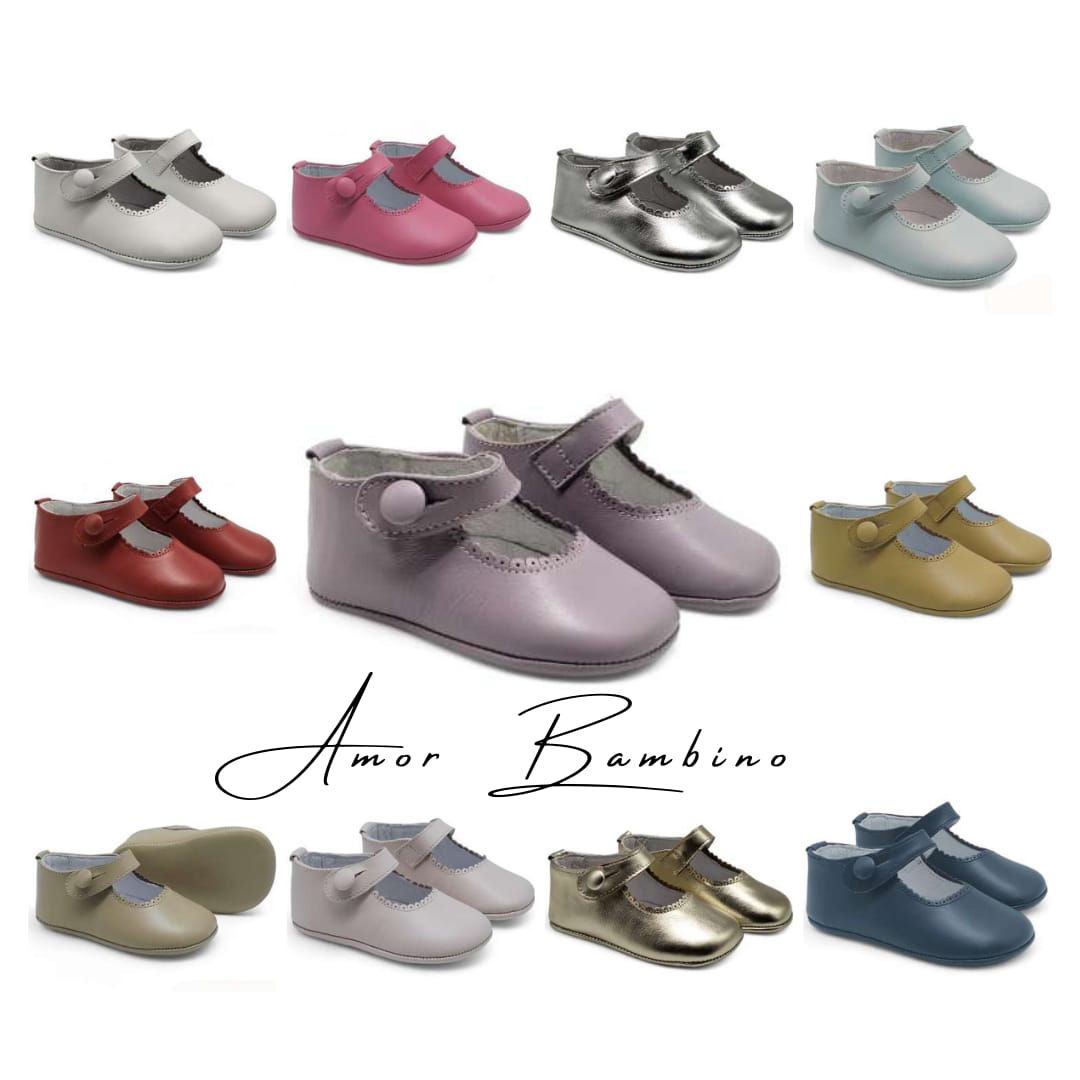 Baby Mary Jane Leather Shoes with Buttons