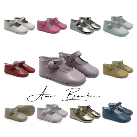 Baby Mary Jane Leather Shoes with Buttons