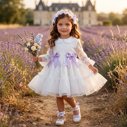 Sonata Girls White Lace Dress SS26 - (Made To Order)