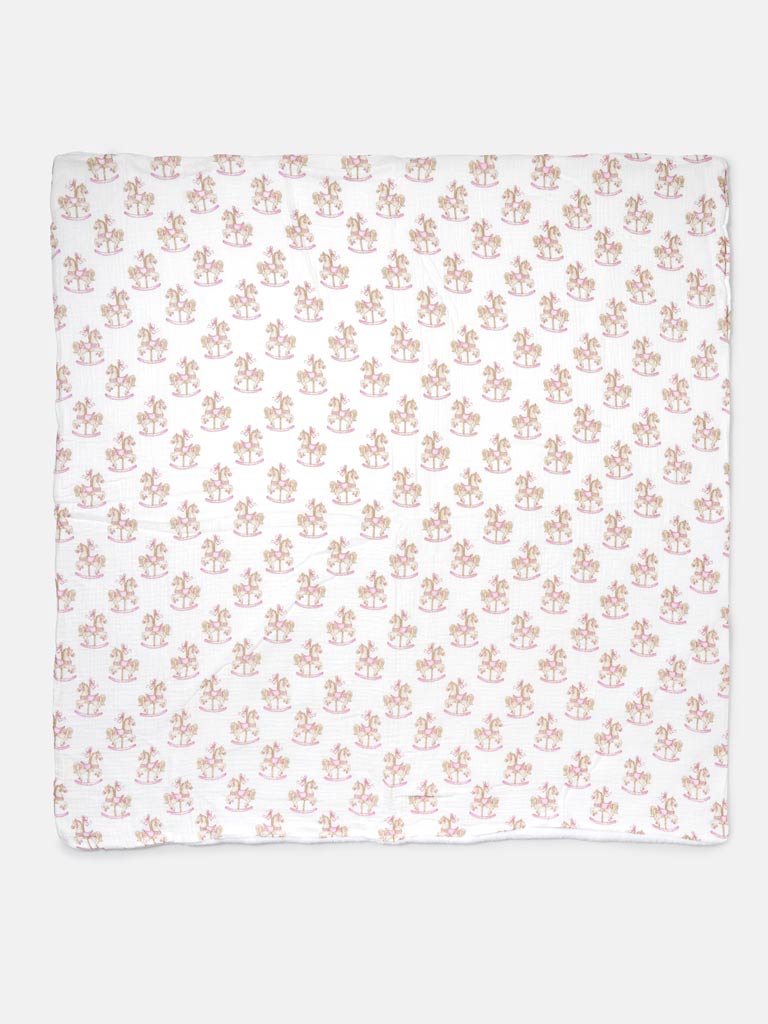 Baby Girls Baby Pink Rocking Horse Blanket