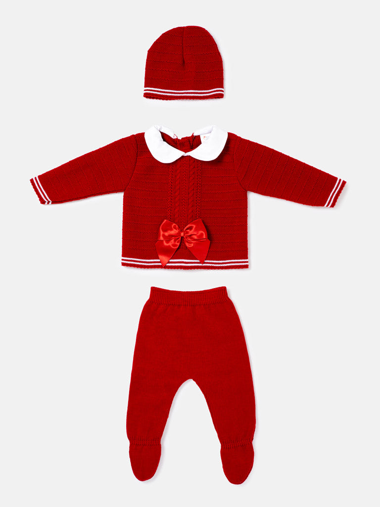 Baby Girl Violeta 3 piece Red Knitted Set