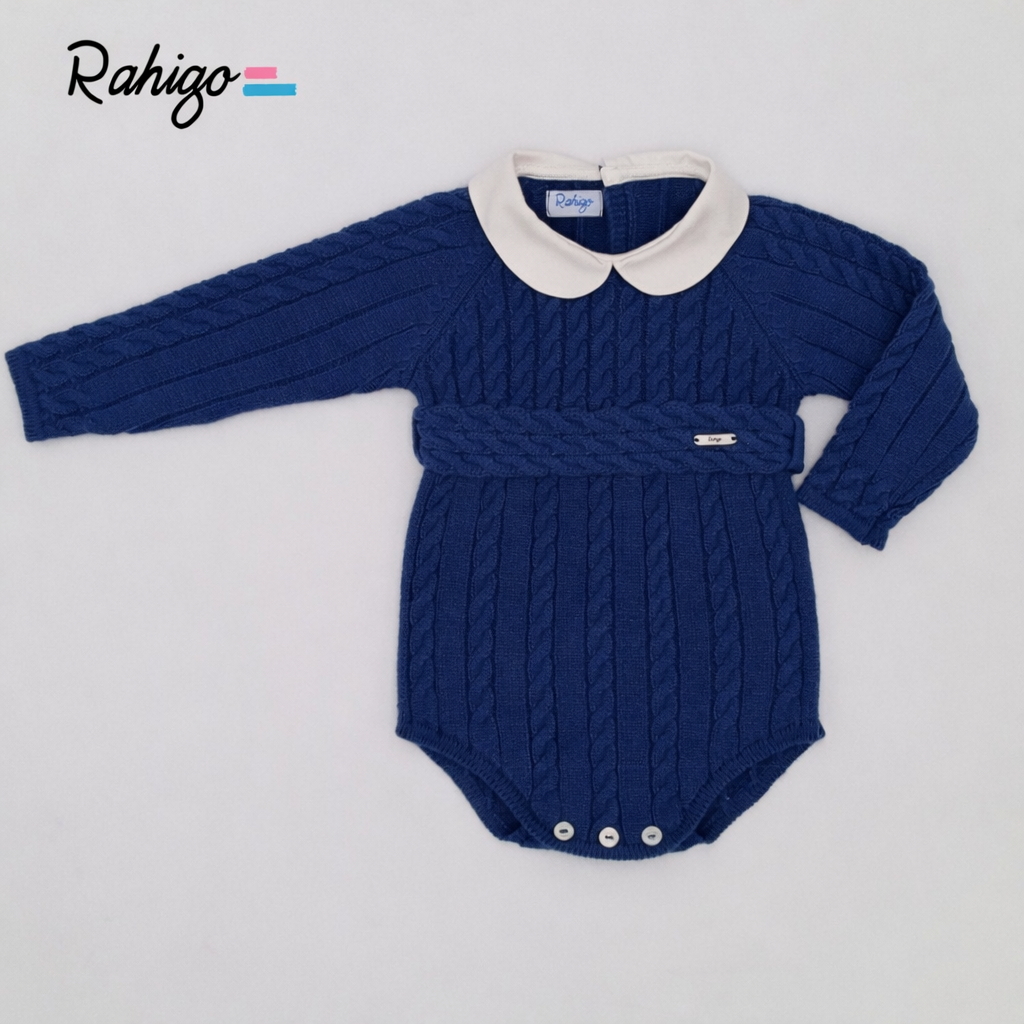 Rahigo Baby Boys Oxford Blue Romper, Pom Hat & Socks Set - AW26 (Preorder)