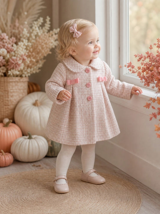 Baby Girls Pink Tweed Coat
