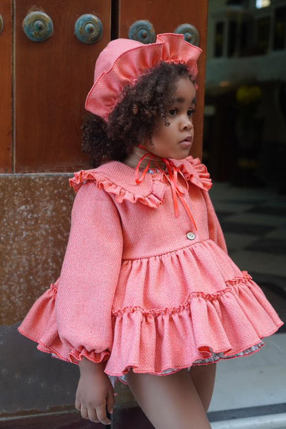 Ela Confeccion AW25 Girls Coral Handmade Coat Set - (Made to order)