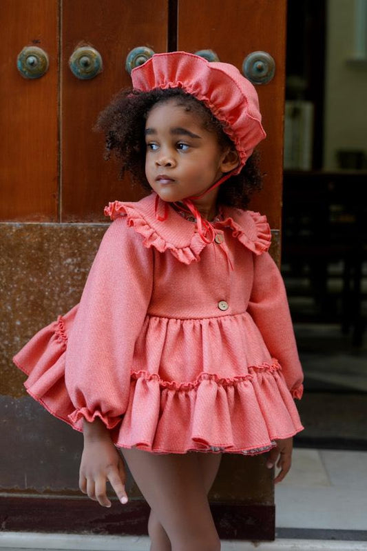 Ela Confeccion AW25 Girls Coral Handmade Coat Set - (Made to order)