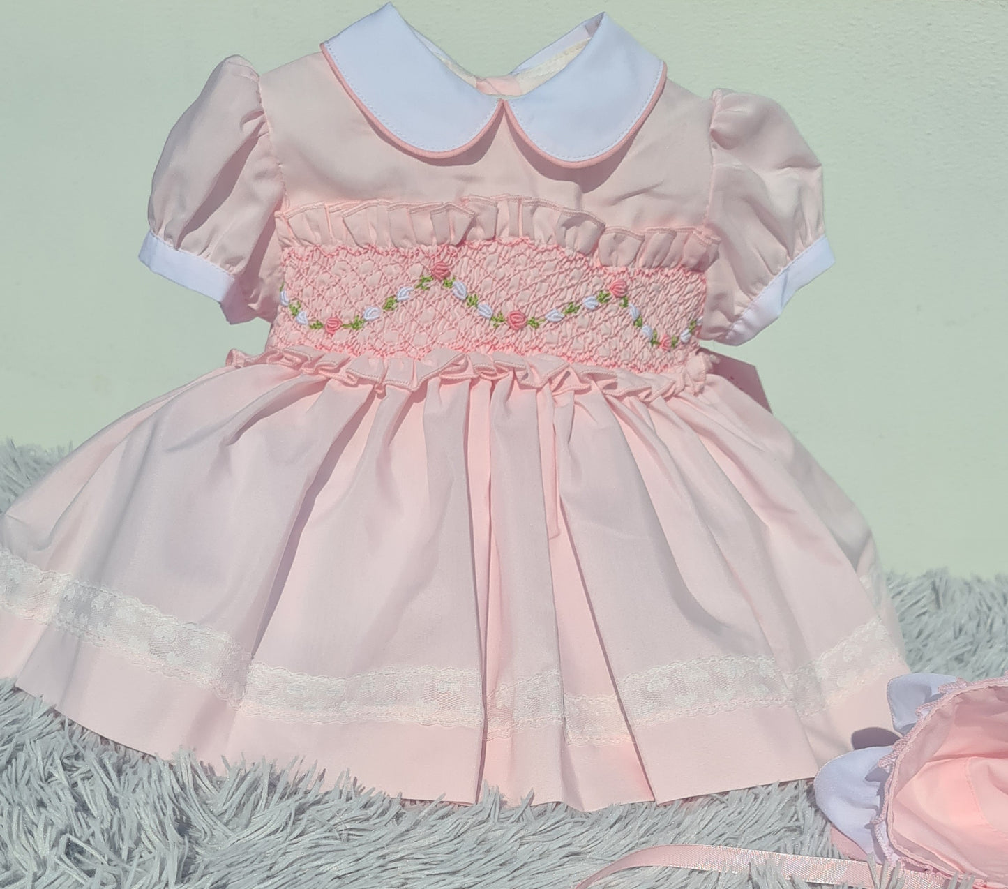 Sonata Babygirls Pink Smocked Dress - (Made to order)