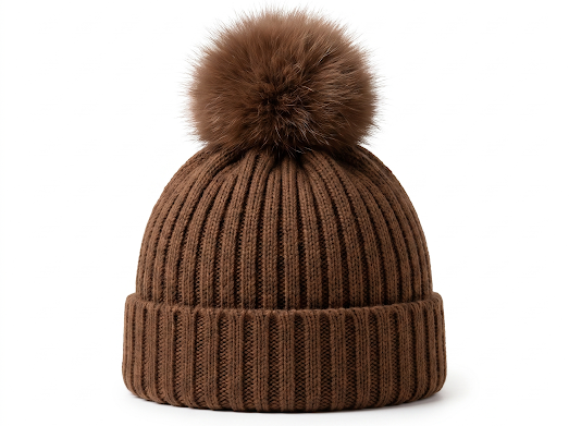 Pangasa Baby Camel Natural Pom Ribbed Hat - Preorder
