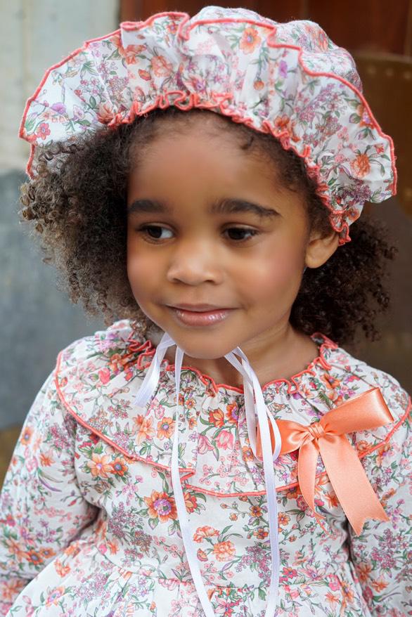 Ela Confeccion AW25 Girls Coral Floral Puffball Dress Set - (Made to order)