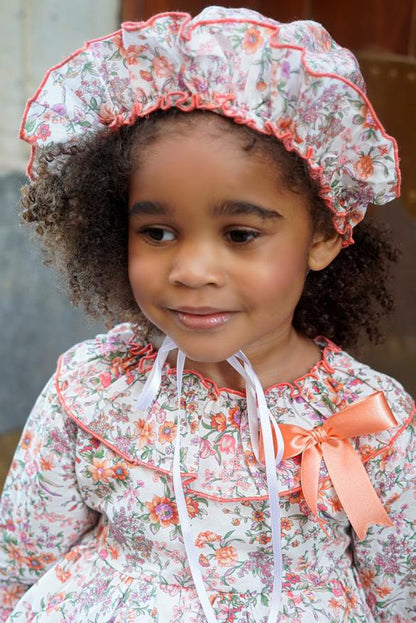 Ela Confeccion AW25 Girls Coral Floral Puffball Dress Set - (Made to order)