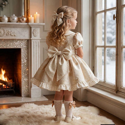 Amor Bambino Exclusive Golden Christmas Dress AW26 (Made to order)