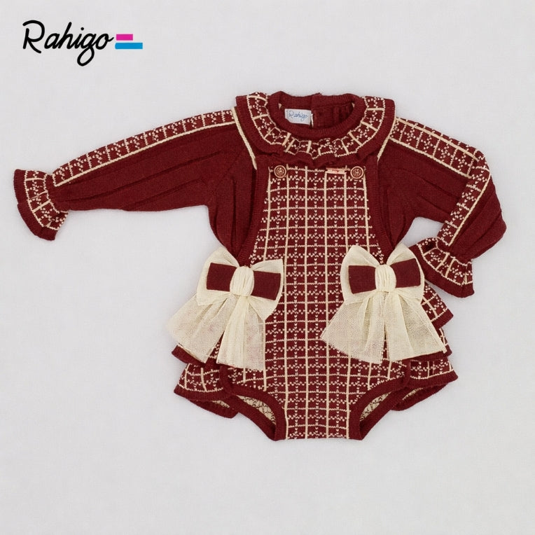 Rahigo Baby Girls Burgandy & Cream Romper & Jumper Set - AW26 (Preorder)