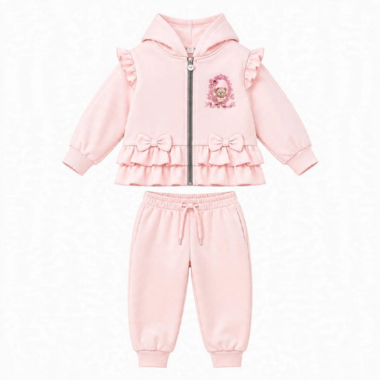 Girls Pink Teddybear Tracksuit Set (Preorder)