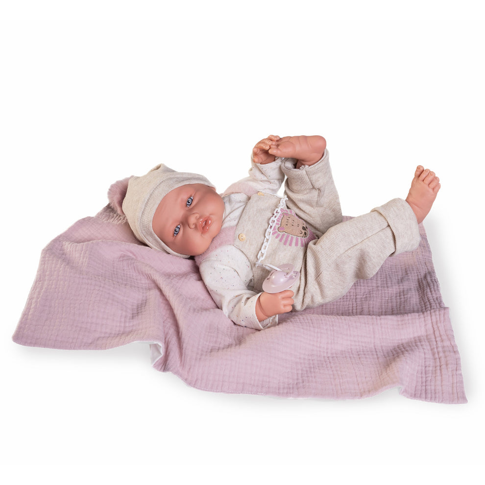 Antonio Juan Babydoo Doll - Poseable Doll with Blanket 50cm