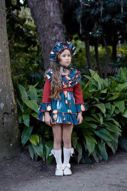 Ela Confeccion AW25 Girls Navy & Auburn Dress Set - (Made to order)