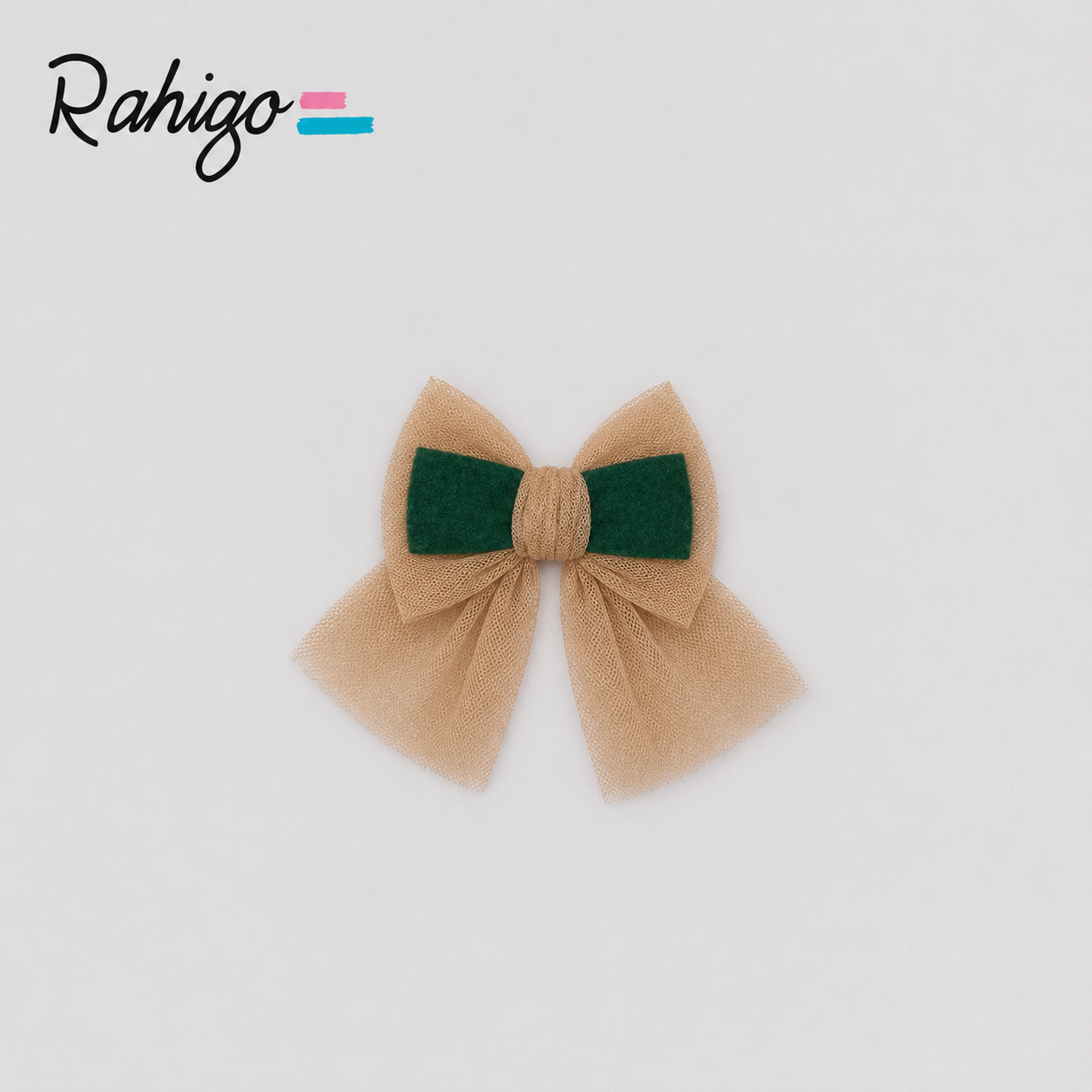 Rahigo Girls Bottle Green & Camel Hair Bow - AW26 In Stock