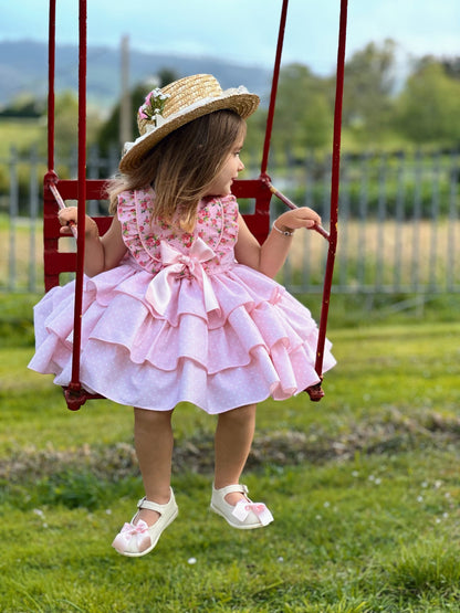 Sonata Pink Polka Dot Dress - (Made To Order)