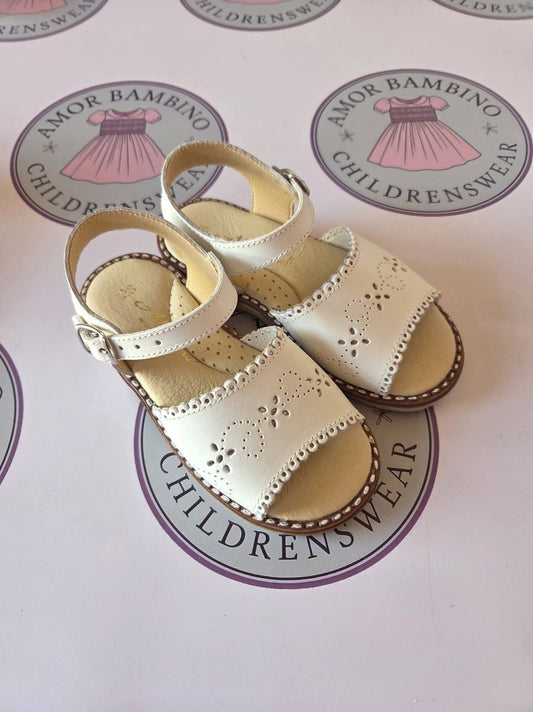 Girls White Leather Summer Sandals (In Stock)