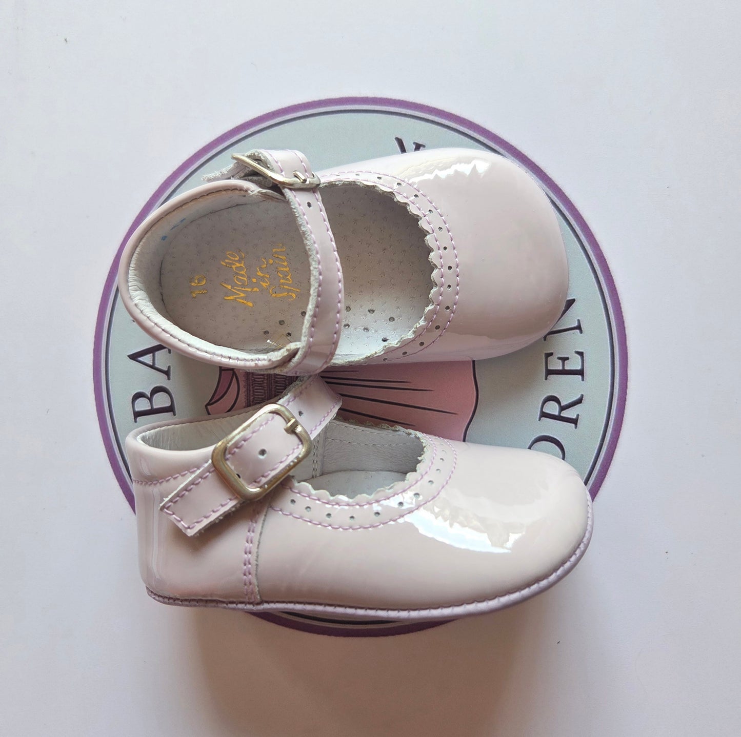 Amor Bambino Lilac Mary Jane Baby Girls Patent Pram Shoes - In Stock