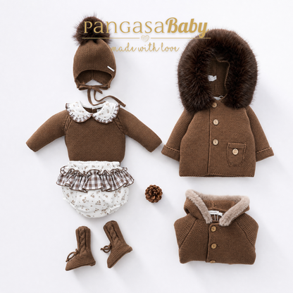 Pangasa Baby Girls Chocolate Knitted Jumper & Jam Pant Set  ~ AW26 Preorder
