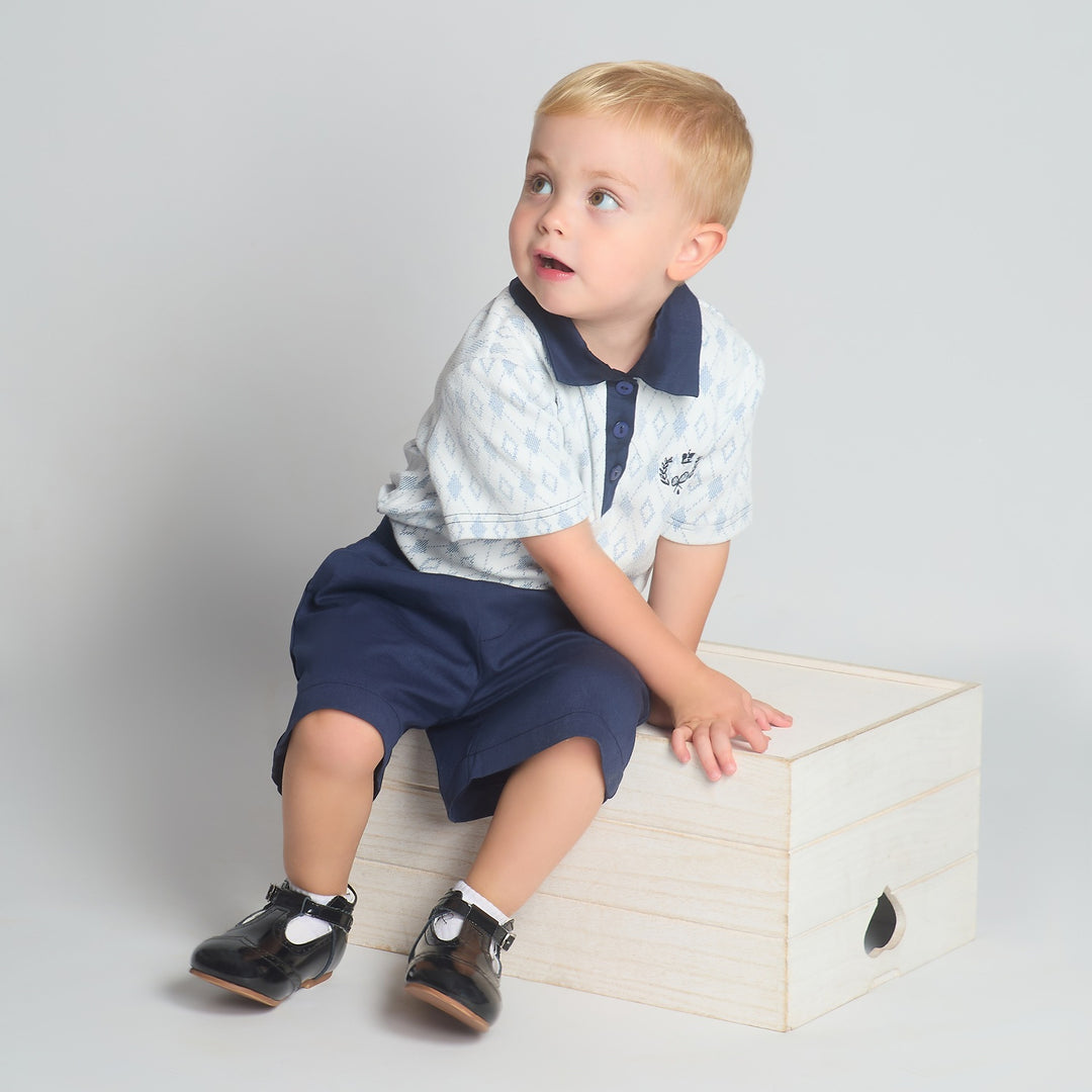 Boys Navy Blue Top & Shorts Set
