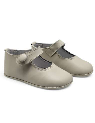 Cream Mary Jane Baby Girls Button Pram Shoes (In Stock)